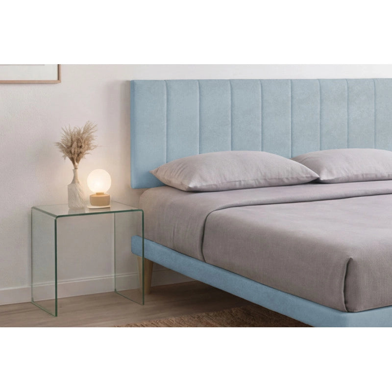 Letto imbottito Letto Matrimoniale alla Francese 140x200 cm Vertical - Con rete,Microfibra,Azzurro