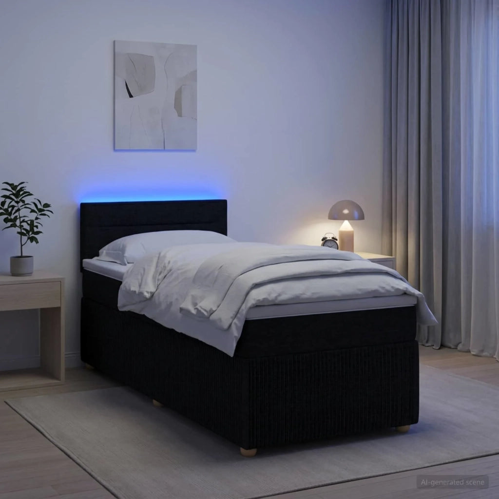 Letto box spring con materasso Nero 90 x 190 cm Tessuto 3452815