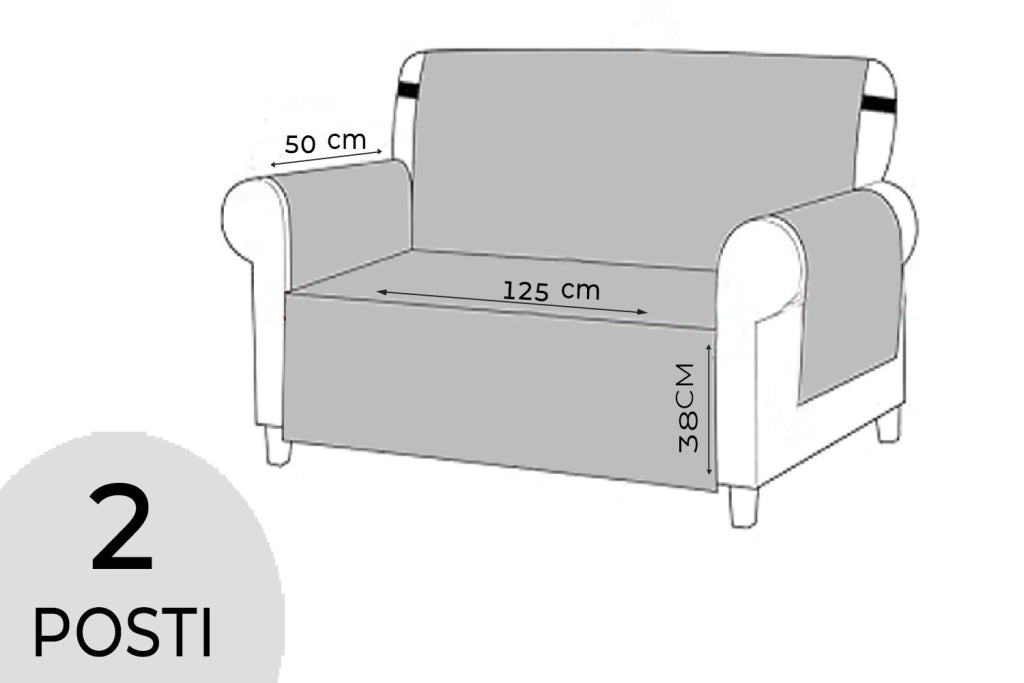 Copridivano Impermeabile Tasche Laterali Proteggi Divano Antimacchia Antiscivolo 2 Posti Antracite