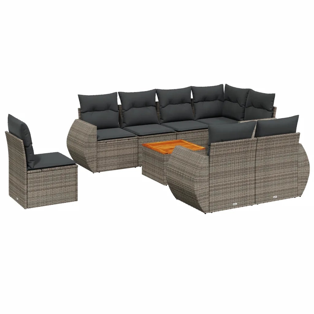 Set Divano da Giardino 9 pz con Cuscini Grigio in Polyrattancod mxl 90272