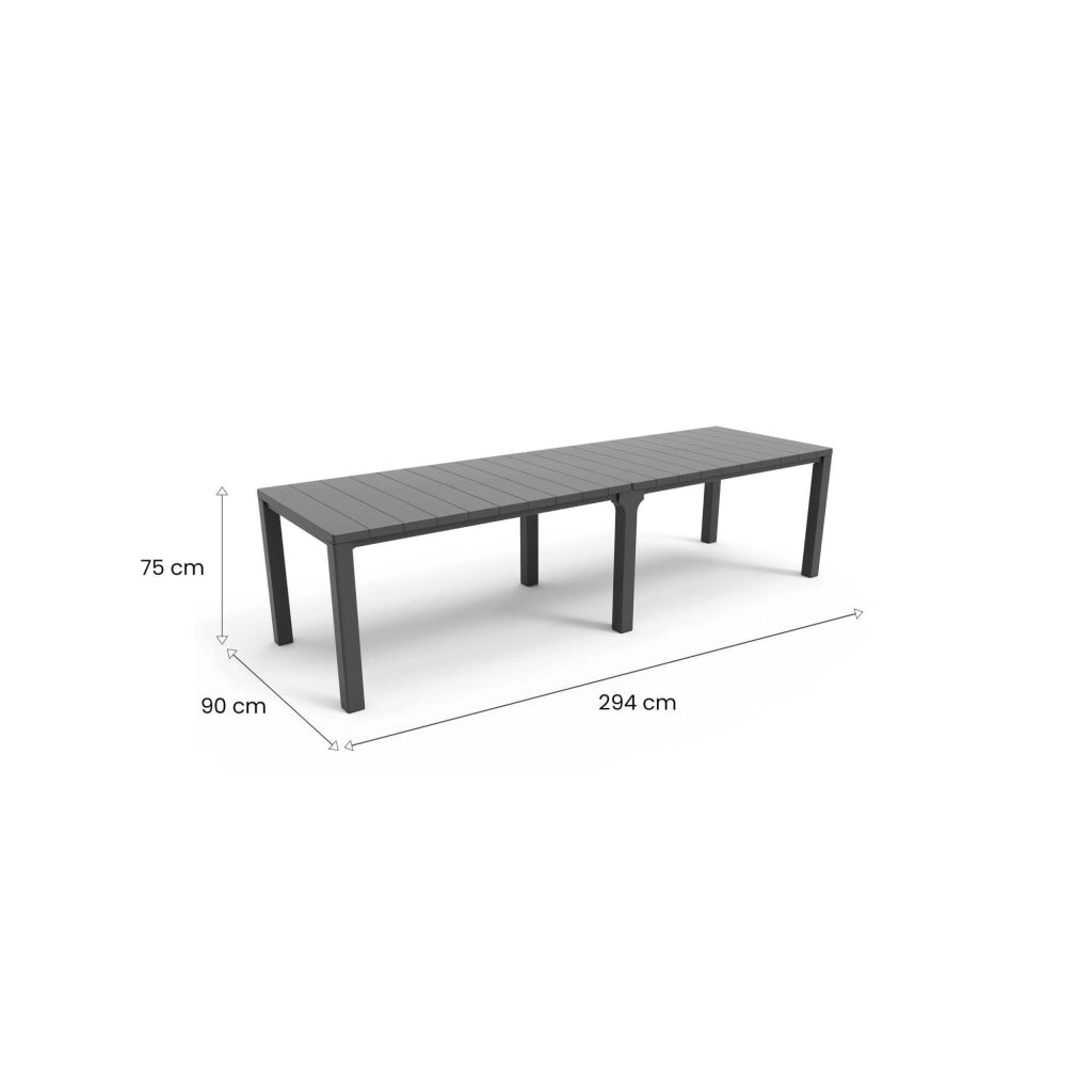 Tavolo da esterno Brossard, Base per picnic, Piano da pranzo da giardino, Banco outdoor multiuso, 294x90 h75 cm, Antracite