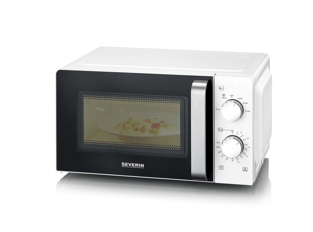Severin mw 7885 microonde forno a microonde per scongelare e riscaldare, forno a microonde con piatto girevole per una distribuzione uniforme del calore, bianco/nero