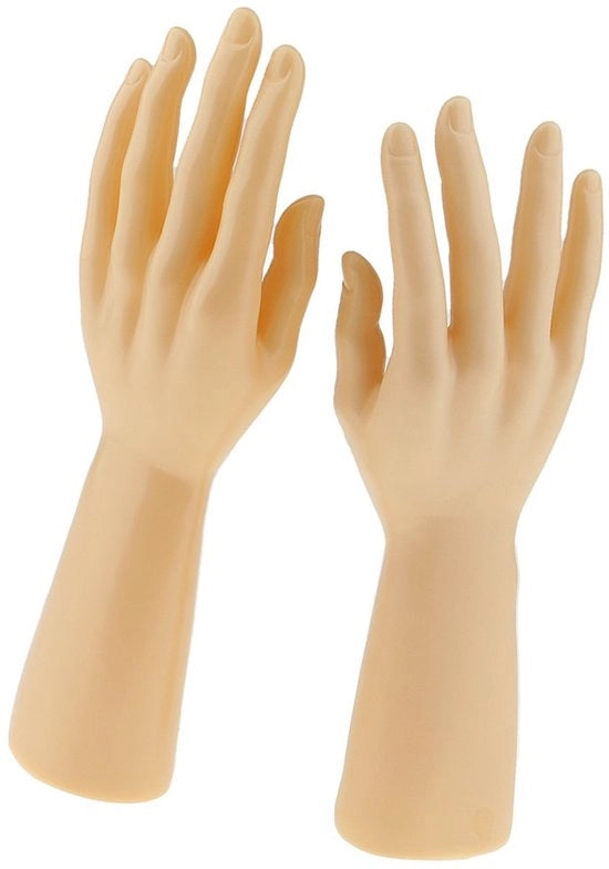 Manichino per gioielli con 1 coppia di mani, supporto per gioielli, contenitore per anelli, orologi, guanti, cassettiera per organizzare bracciali, accessori per foto, pelle.