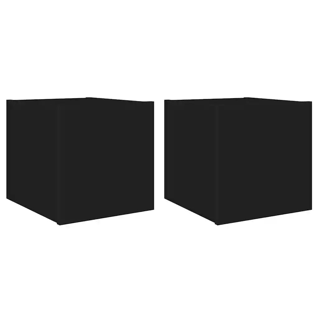 Mobili TV a Parete con Luci LED 2pz Neri 30,5x35x30 cm 837221