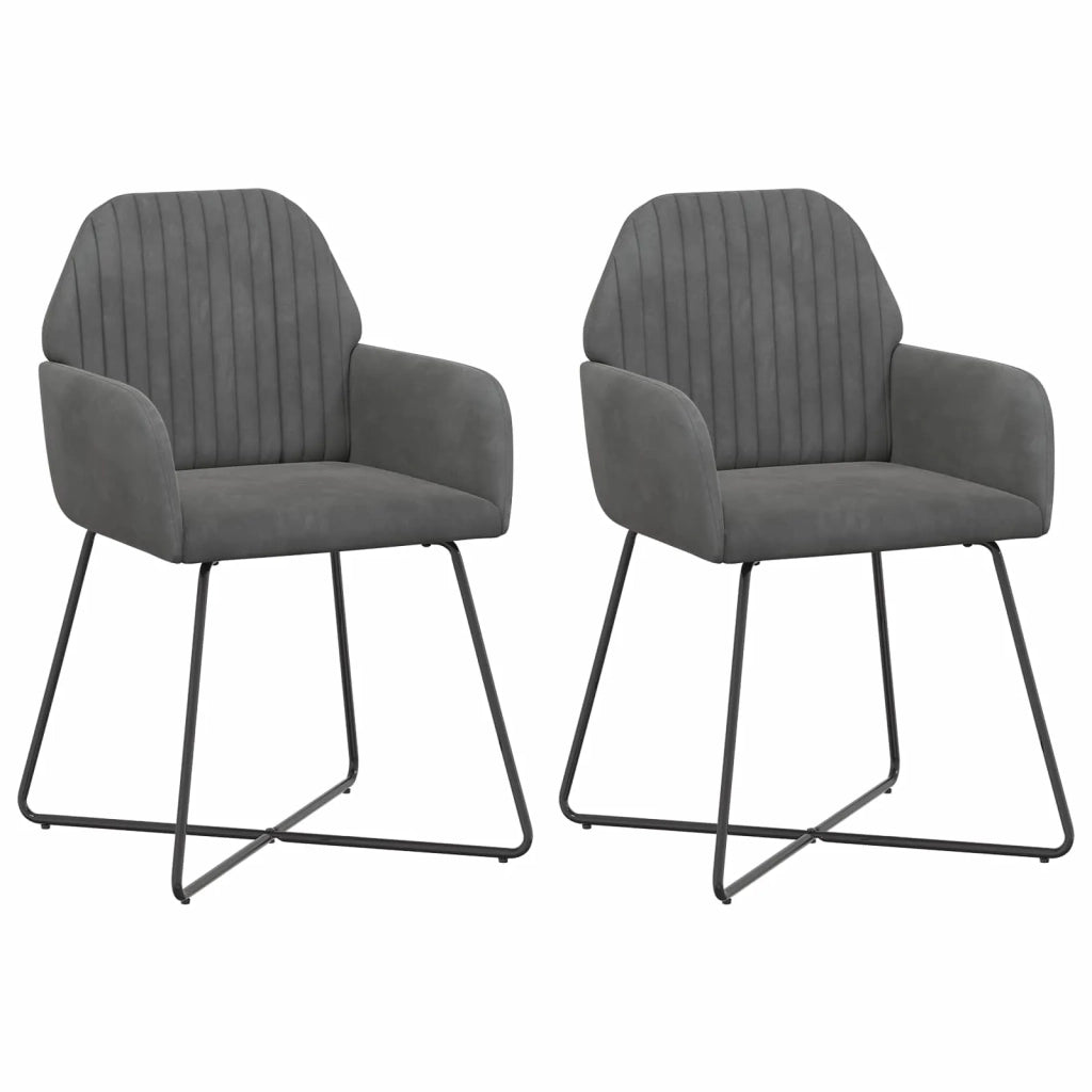 Sedie da pranzo 2 pz Velluto Grigio Scuro 55 x 50 x 84 cm 42034367