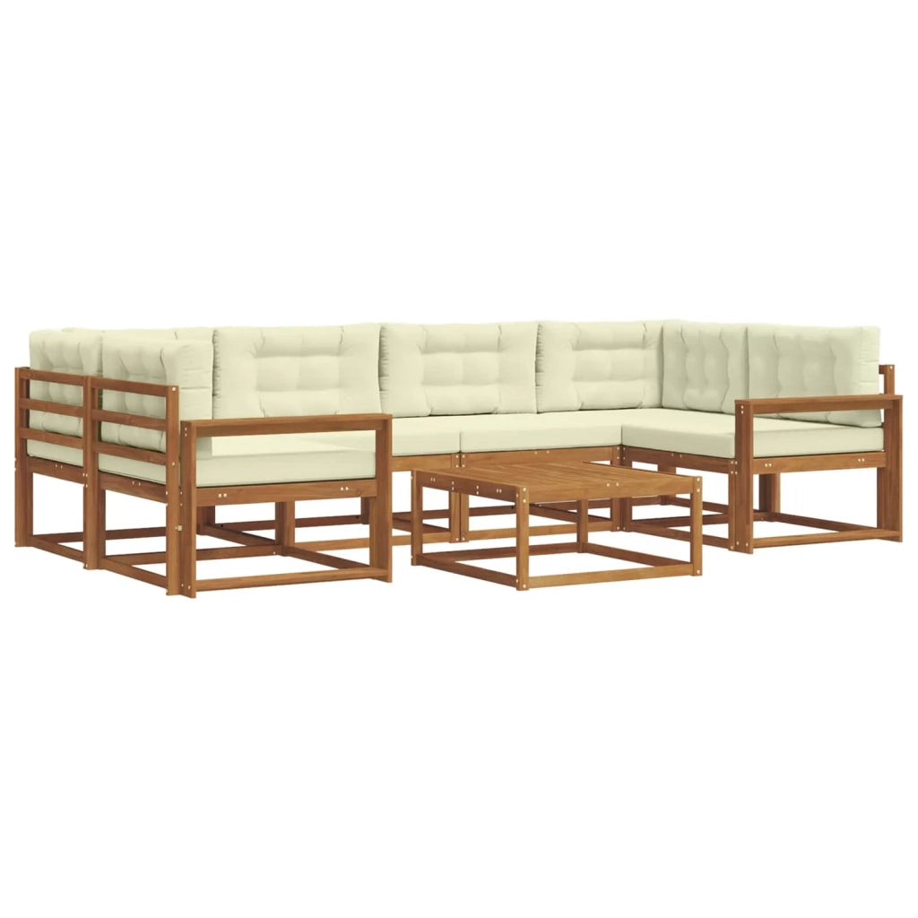 Set di divani da esterno con cuscino 7 pcs Naturale e Crema