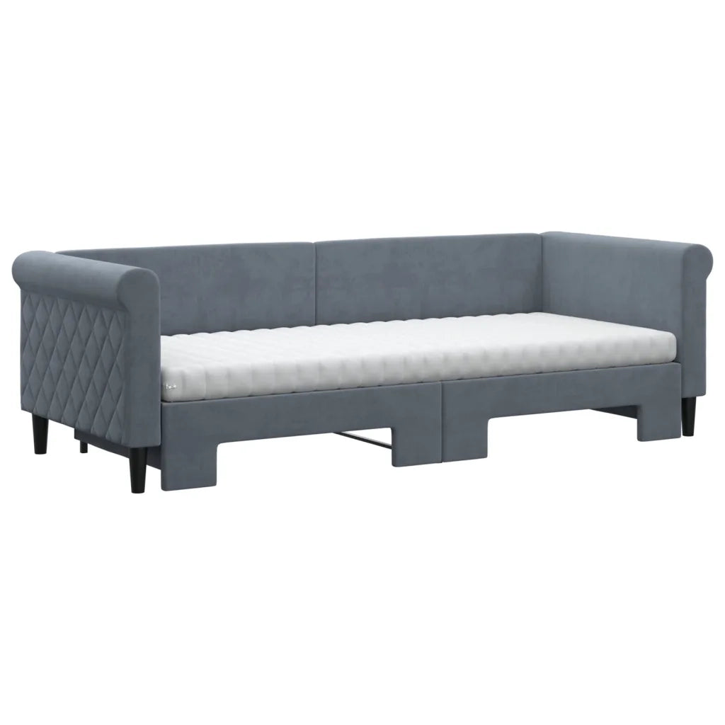 vidaXL Divano Letto Estraibile Materassi Grigio Scuro 80x200cm Velluto