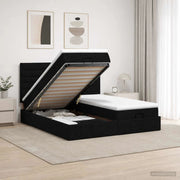 Letto Ottomano con Materasso e LED Nero 160 x 200 cm Tessuto 3458411