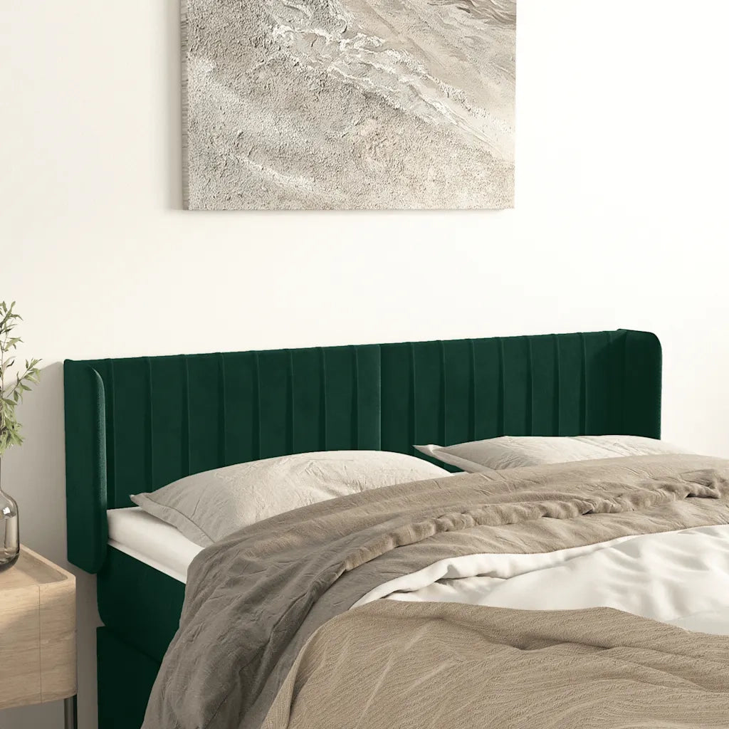 Testiera ad Orecchio Verde Scuro 147x16x78/88 cm in Velluto 3119057