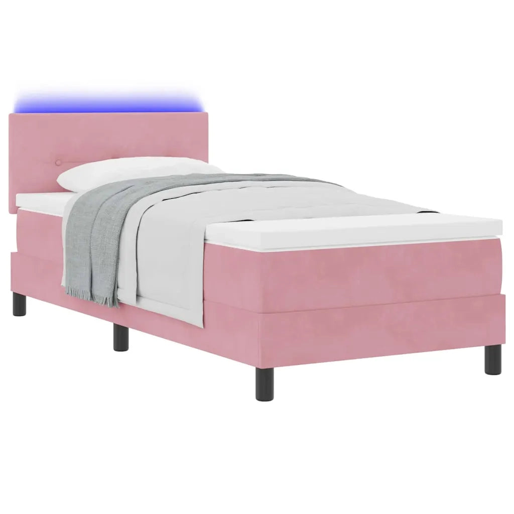Letto a Sorgente LED con materasso Rosa 80 x 200 cm Velluto 3342619