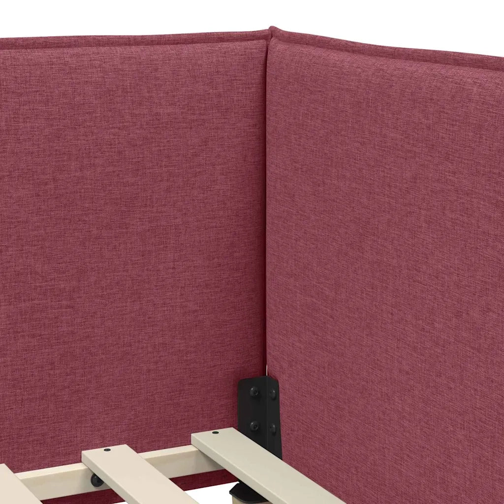 Cornice del letto ad angolo Rosso Vino 100 x 200 cm Tessuto