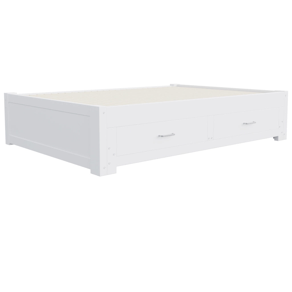 Letto estraibile 90 × 190 cm et 180 × 190 cm con 2 cassetti, senza materasso, in legno, bianco