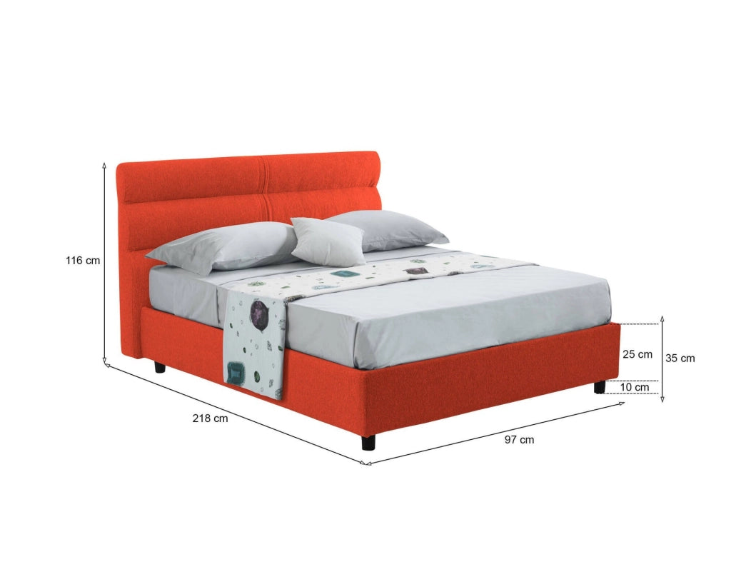 Brez, Letto Singolo Sfoderabile Made in Italy, Arancione