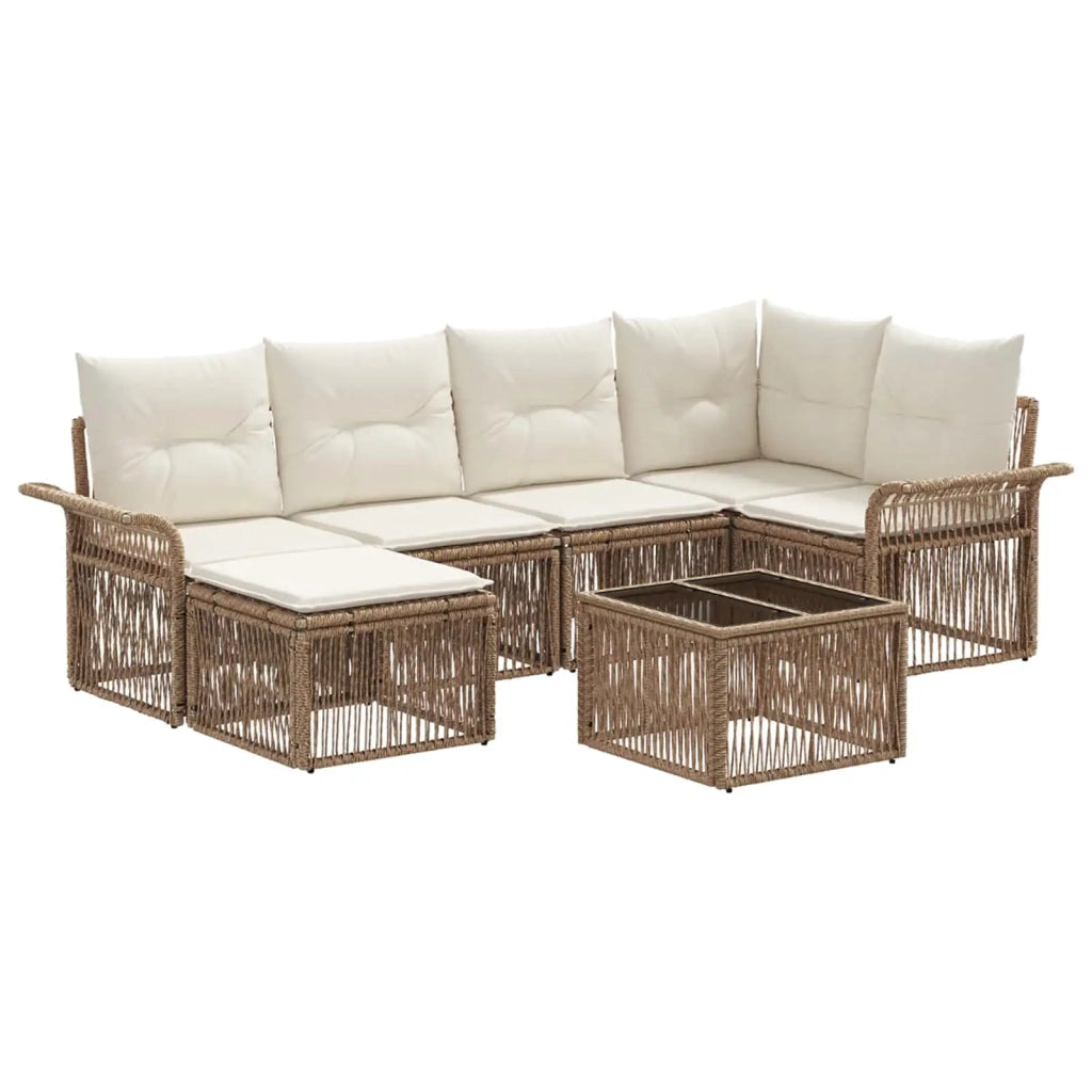 Set Divano da Giardino 7 pcs Beige polyrattan 3434901