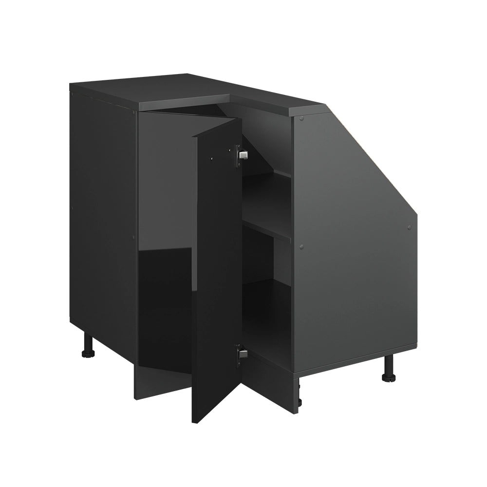 Mobile cucina angolare per sottotetto R-Line Nero lucido/Antracite 75.6 cm con 1 porta Vicco