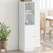 Credenza con Anta-Buffet-Armadio da cucina in Vetro Bianca 35x37x142 cm