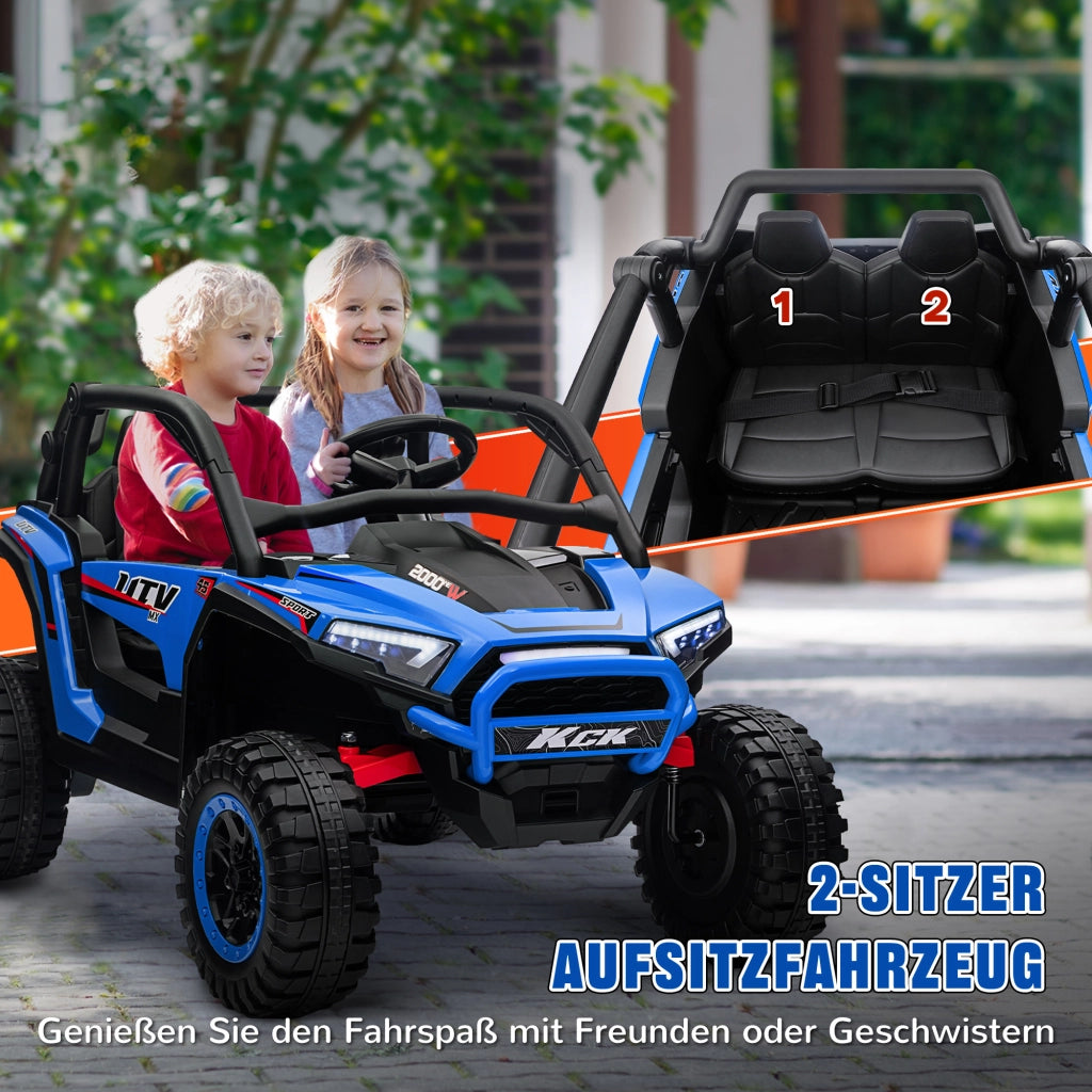 Auto elettrica per bambini ¨C Minimal ¨C 2 posti, telecomando, luci, musica, blu