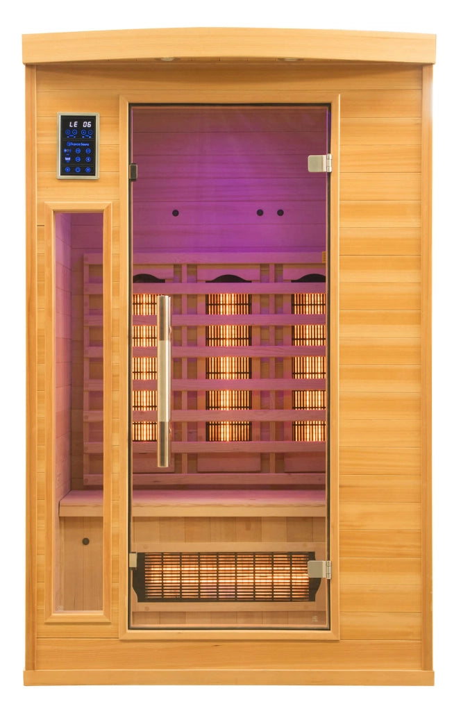 Sauna Finlandese ad Infrarossi 2 Posti 120x123 cm H190 in Legno di Abete Apollon 2