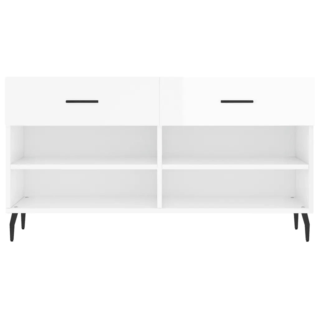 Panca Porta Scarpe-Sgabello-Panca Scarpiera Bianco Lucido 102x35x55 cm Legno Multistrato 931827