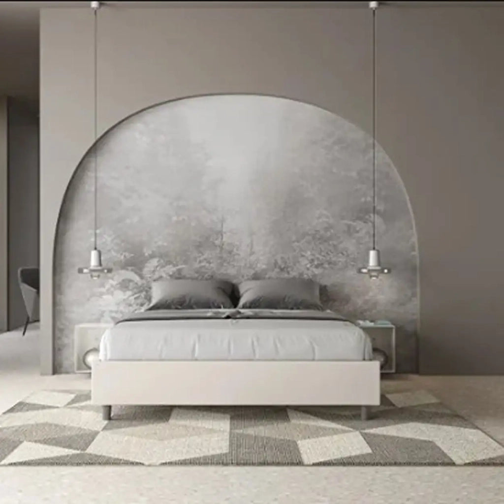 Letto matrimoniale con rete imbottito 160x200 similpelle bianco Azelia