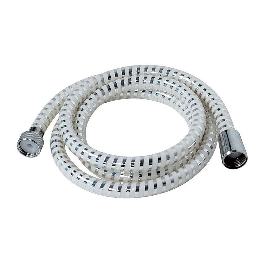 Trade Shop - Tubo Laccio Flessibile Doccia Biflex Cromo Bianco Universale Lunghezza 2mt 69226 -