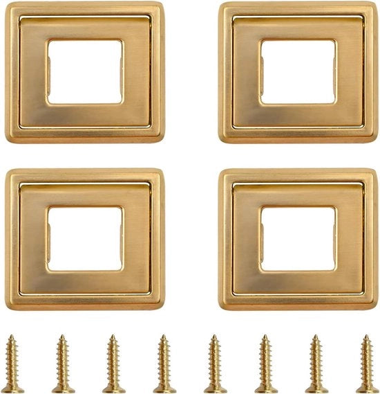 Maniglia Quadrata per Porte a Tasca - Set da 4 - Oro - 31mm Distanza dei Fori - Inclusi Viti