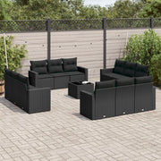 Set Divani da Giardino 13pz con Cuscini Nero in Polyrattan 3251112