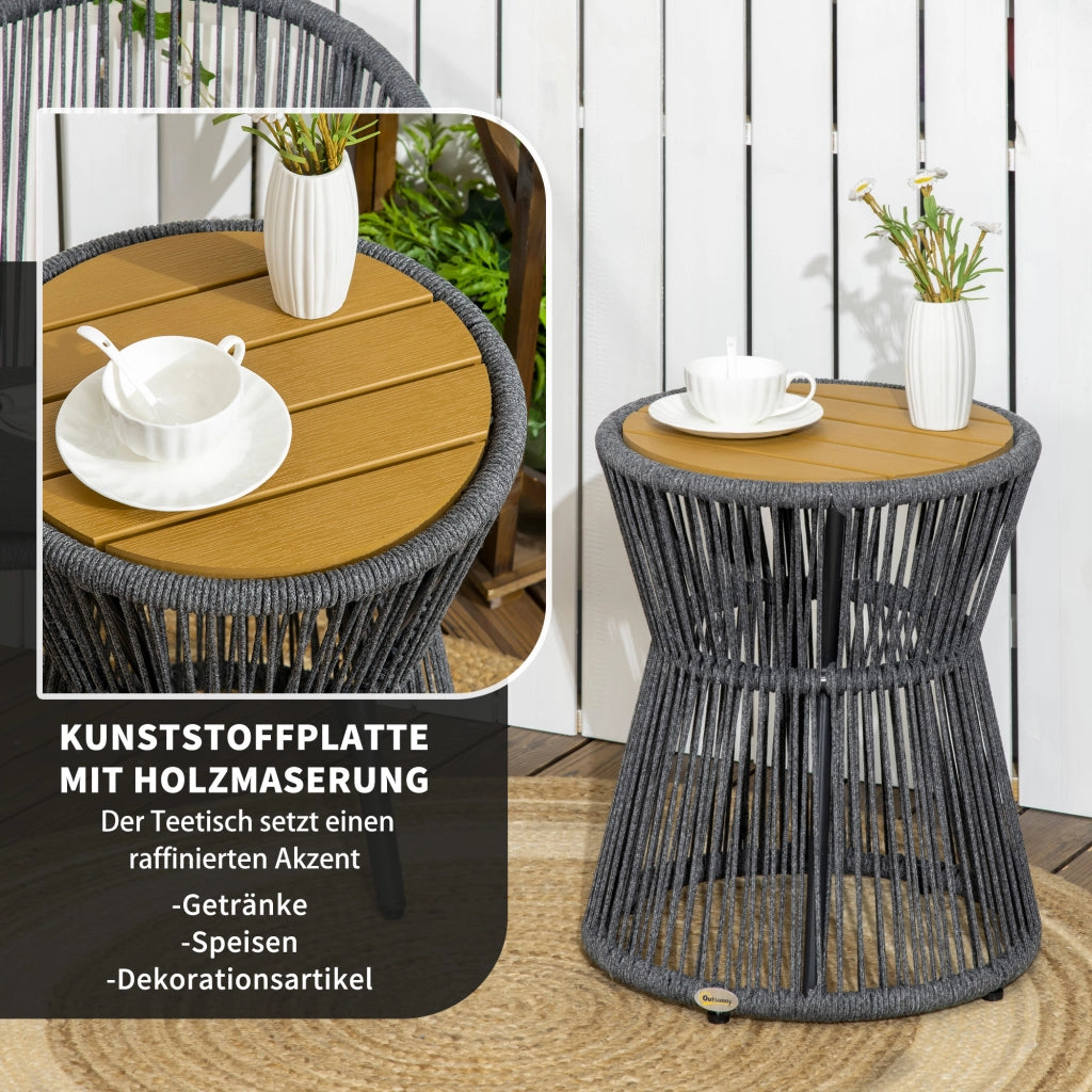 Tavolino da giardino in polyrattan ¨C zephmum ¨C 39x39x49 cm, nero + naturale