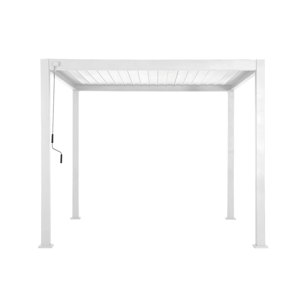 Pergola bioclimatica 3x3m in alluminio con lamelle orientabili, bianco