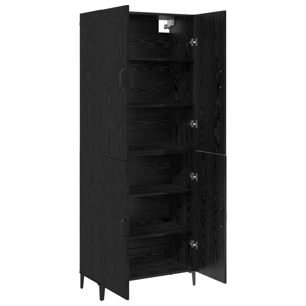 Credenza 2 pcs Rovere Nero Legno multistrato 3394571