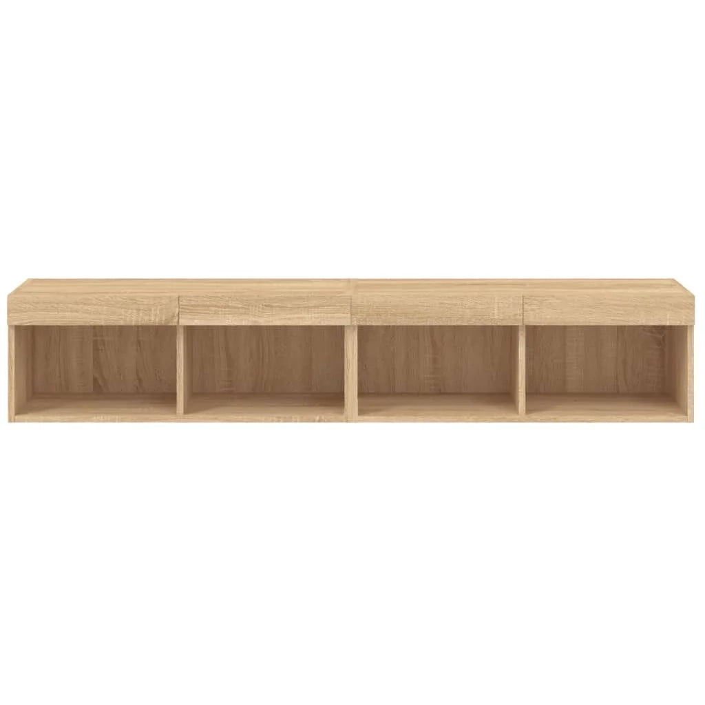 Mobile TV multimediale scaffale TV credenza mobile TV per sala da pranzo soggiorno camera da letto con luci LED 2 pezzi rovere Sonoma 80 x 30 x 30 cm marrone 02_0028879