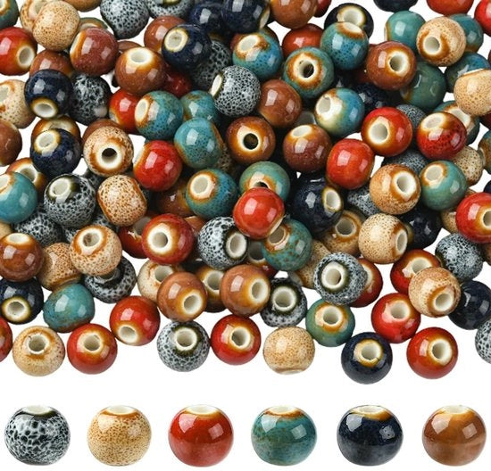 180 pezzi di perline di porcellana lucidata in 6 colori per creare gioielli