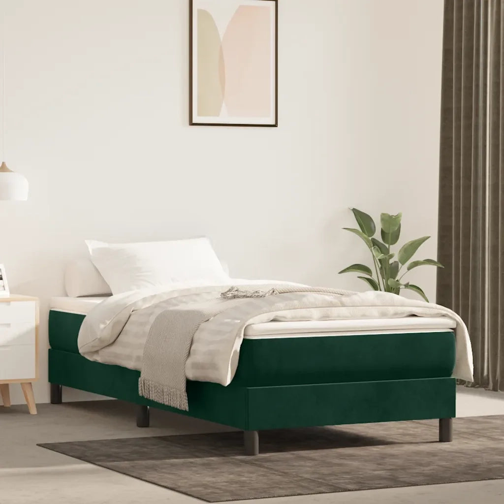 Struttura Letto a Rete a Molle Verde Scuro 90x200 cm in Velluto 3120751