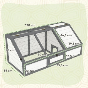 CASA PER TARTARUGHE 120x55x20/50 cm Legno Bianco