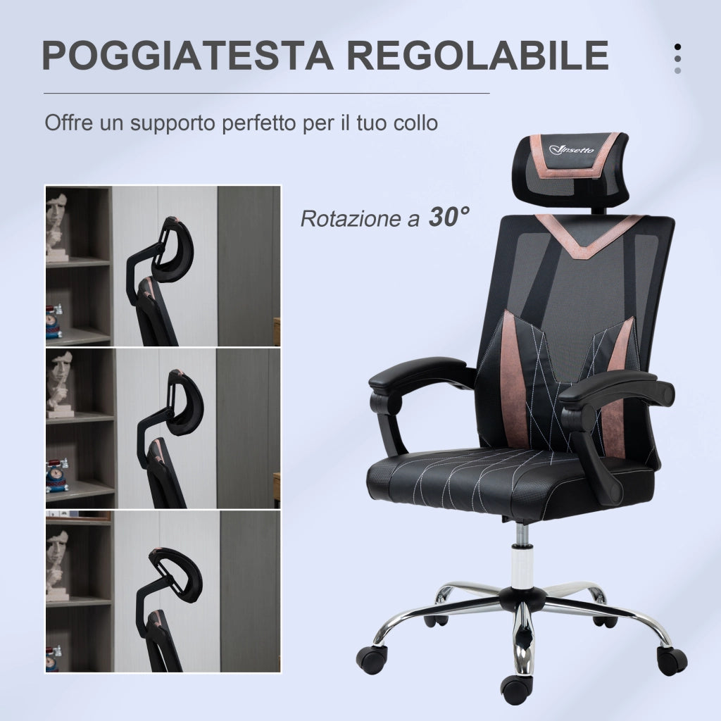 Sedia da Ufficio Ergonomica con Schienale a Rete ¨C Zephmum ¨C Grigio 58x62.5x112-120cm