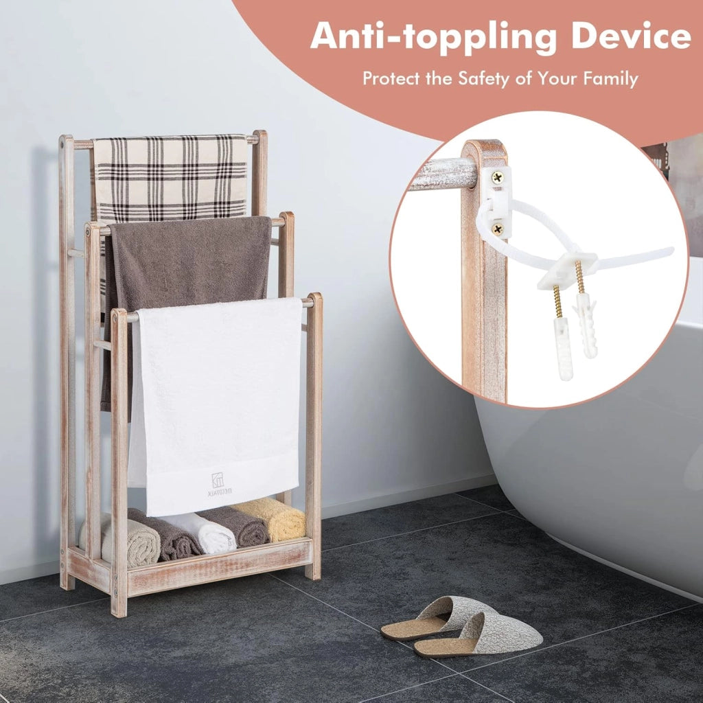 Portasciugamani in piedi con aste, porta asciugamani senza fori, 45 x 22 x 86 cm, salvaspazio per asciugamani, vestiti e coperte (bianco)