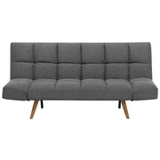 Divano Letto In Tessuto Beige Imbottito A 3 Posti Con Schienale Reclinabile Quadrato Trapuntato