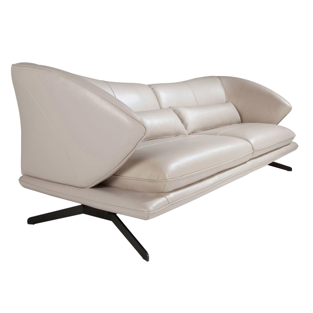Divano a 2 posti in pelle grigio taupe