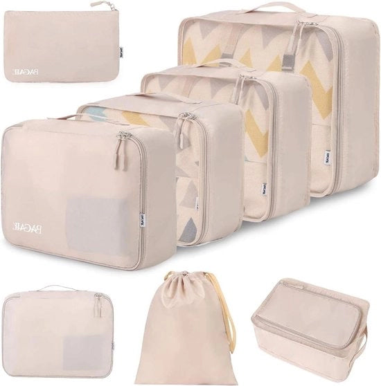 Set di imballaggio cubico per valigia 8 pezzi - Organizzatori di bagaglio leggeri - Accessori di viaggio