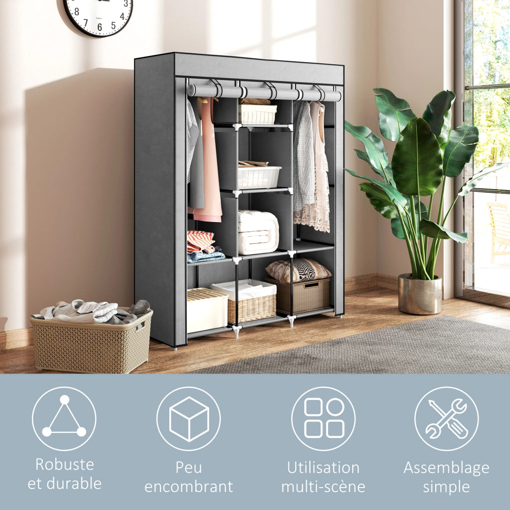 Armadio guardaroba con ante scorrevoli ¨C zephmum ¨C grigio 90x51x200 cm
