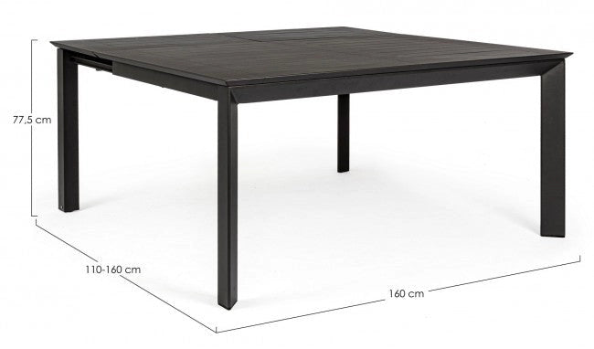 Tavolo Allungabile Konnor 160x110/160 cm Antracite in Alluminio