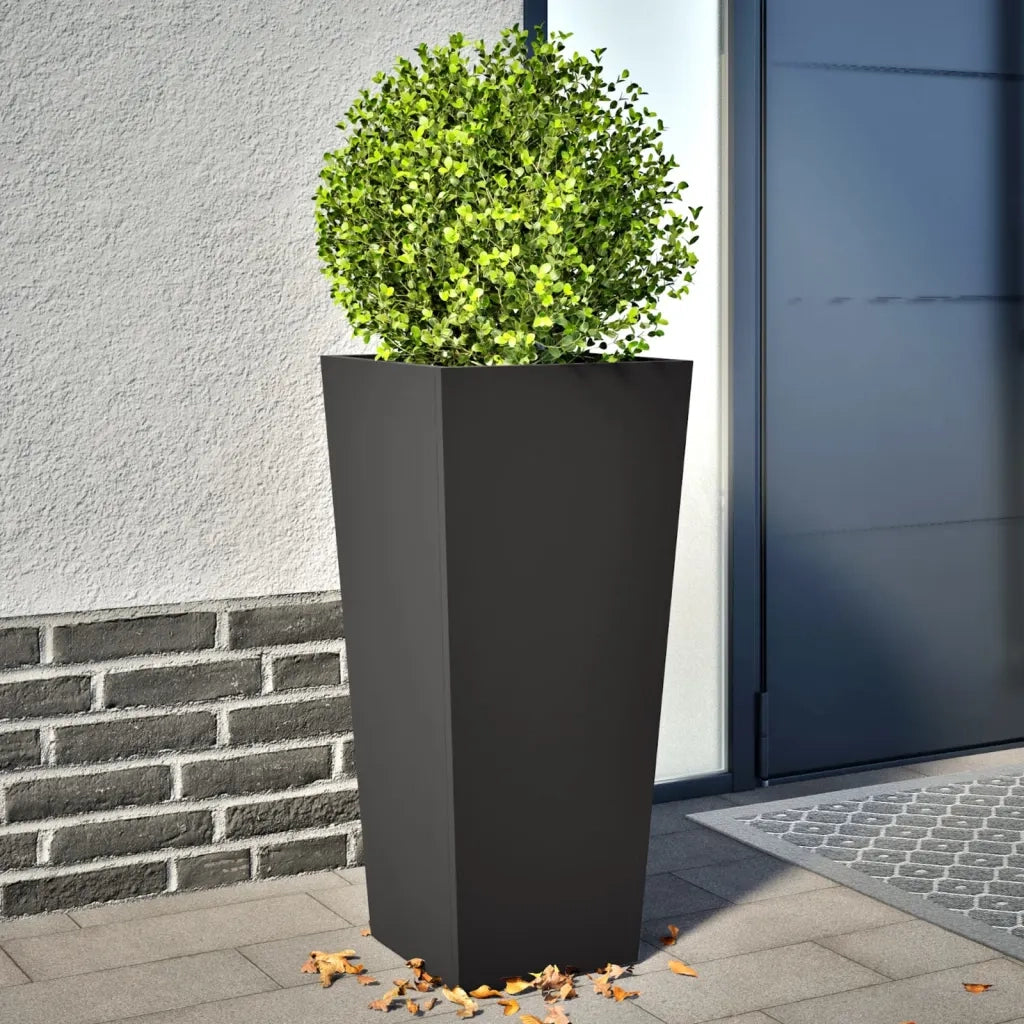 2 pz Fioriere | Cassetta per fiori | Vaso da Giardino Nere 35x35x75 cm in Acciaio