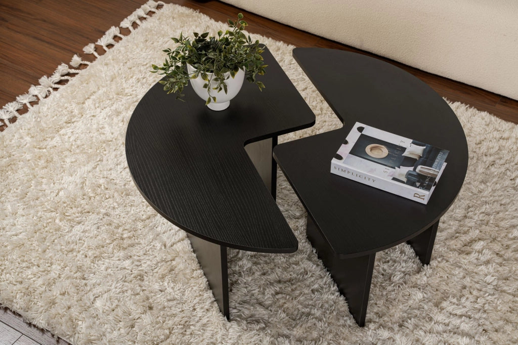 Tavolino in legno "Moira" 90 x 90 x 41 cm - Legno nero