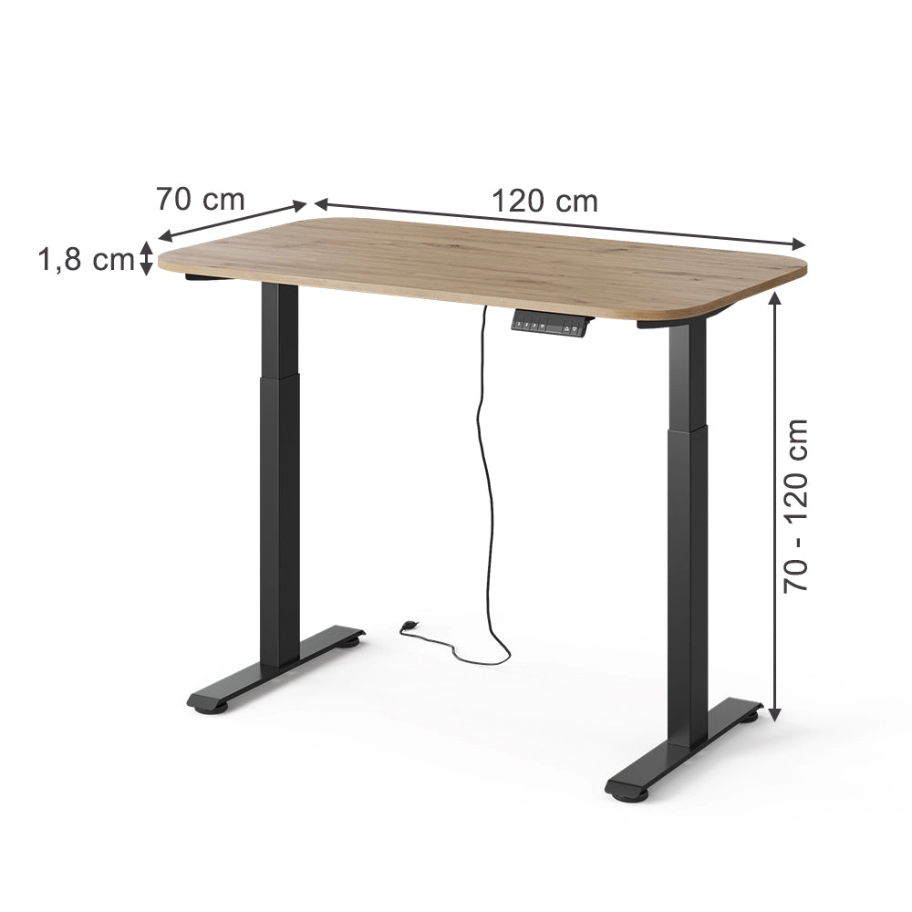 Vicco Scrivania Nero/Artigianale 120 x 70 cm 2 motori