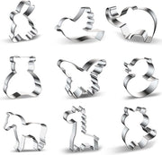 Fondine per animali, set di 9 fondine per animali in acciaio inossidabile per contenitori, fondant e biscotti