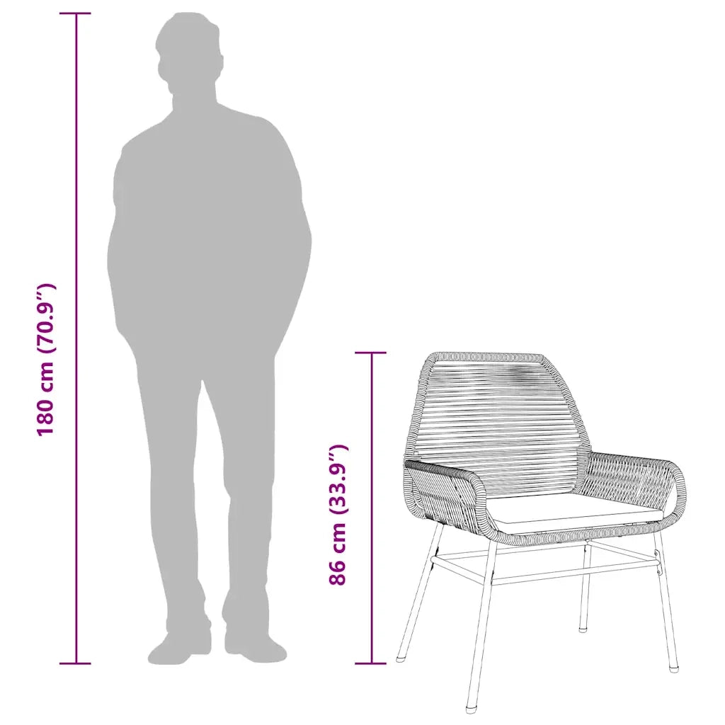Sedie da Giardino 2 pz | Sedie da Esterno con Cuscini Grigio in Polyrattan