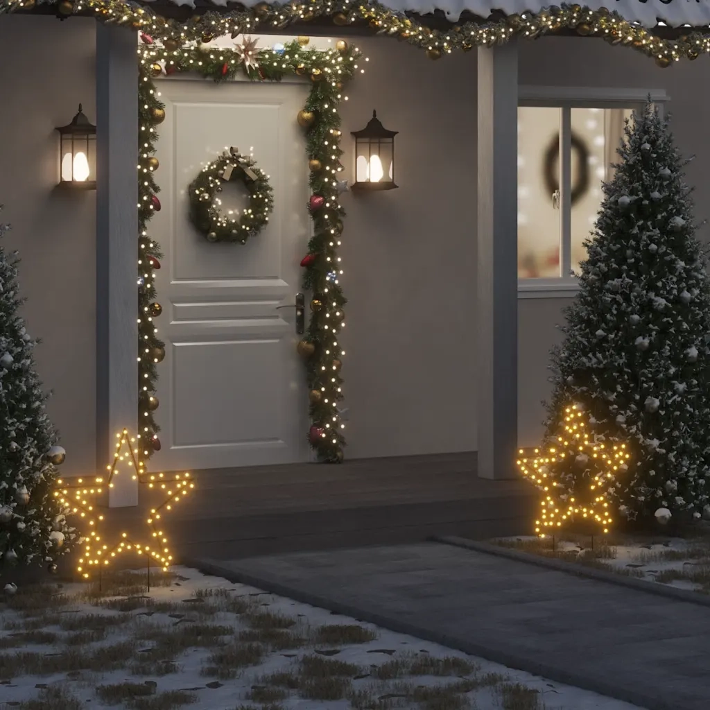Decorazione Luminosa Natalizia con Picchetti Stella 80LED 60cm 357716