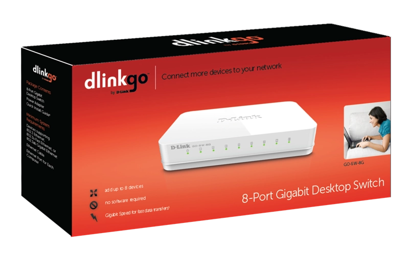 ORIGINAL D-Link Accessori per computer Bianco GO-SW-8G/E Switch