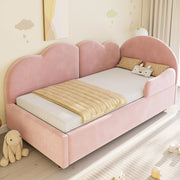 Letto imbottito 90x200 cm convertibile in 180x200 cm in velluto rosa
