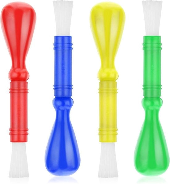 Set di pennelli per bambini con manico di plastica grande e cappuccio rotondo - 4 pennelli.